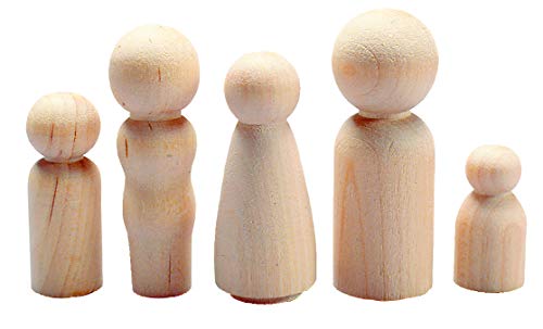 Hygloss Products Wood Peg Dolls ‚Äì Craft Paintable Birchwood Doll People ‚Äì Assorted Family, 40 Pieces