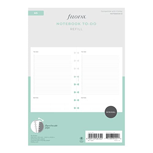 Rediform Filofax Lifestyle Refill, A5 Size, Notebook Refill, White Paper, To Do, 20 Sheets (B132853)