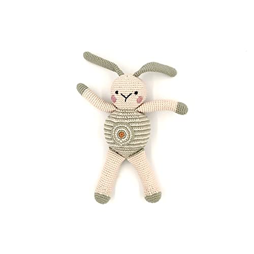 Pebble Fair Trade Handmade Crochet Cotton Motif Bunny - spot