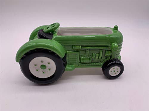 Blue Sky Clayworks Clayworks Green Tractor 9" Planter, Multi Color