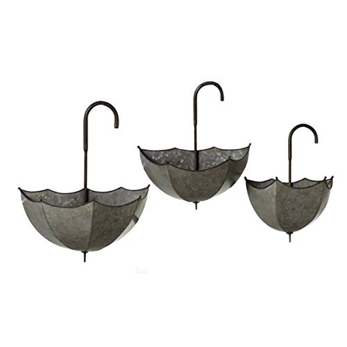 Ganz 158696 Galvanized Umbrella Wall Planter, Set of 3