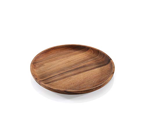 Frieling Zassenhaus Acacia Wood Snack Plate, 10 Inch Round, Natural