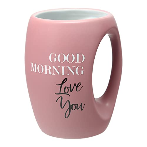 Pavilion - Good Morning Love You 16 ounce Large Coffee Cup, Hand Warming Mugs, Love You Mugs For Mom Grandmother Sister Daughter Friend, Girlfriend Gifts, 1 Count, Pink