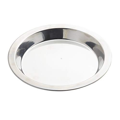 Tablecraft Round Pie Pan Server, Stainless Steel, 10.125 x 10.125 x 0.75 (0.5mm thickness)