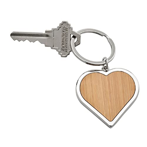 Creative Gifts 002381 Bamboo Heart Key Chain with Metal Trim, 3.25- inch Length