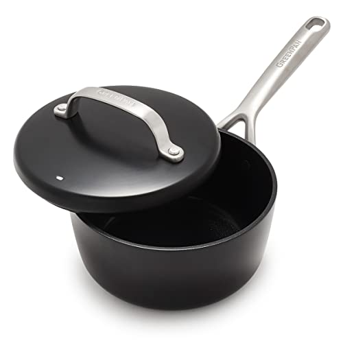 Cookware Company GreenPan GP5 Healthy Ceramic Nonstick 2QT Saucepan with Lid, Hard Anodized, Induction, PFAS Free, Dishwasher Safe, Black