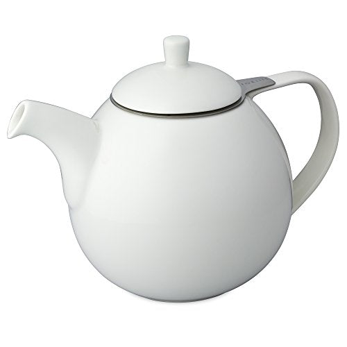 FORLIFE Curve Teapot with Infuser, 45-Ounce, White