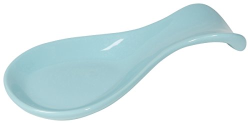 Now Designs Curved Stoneware Spoon Rest Eggshell Blue, 3.5x7.75 in