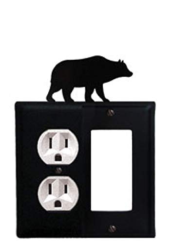 Village Wrought Iron EOG-14 8 Inch Bear - Single Outlet and GFI Cover, Black