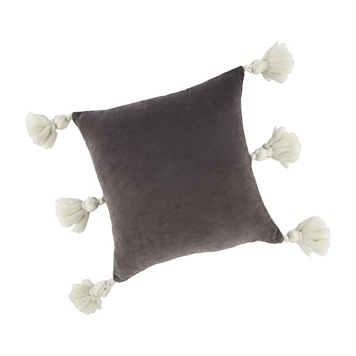 Mud Pie Solid Velvet Pillow, Dark Gray, 18-inch