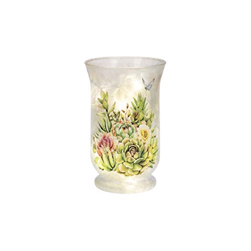Ganz ME178272 LED Light Up Traditional Vase, 8-inch Height (Succulents)
