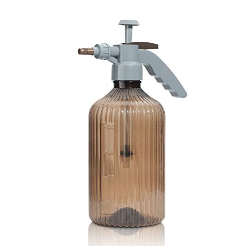 T4U Fine Mist Spray Bottle Plastic Brown 2L, Hand Held Pressure Plant Mister with Top Pump, Empty Water Sprayer Watering Can with Adjustable Nozzle for Indoor and Outdoor Gardening and Home Cleaning