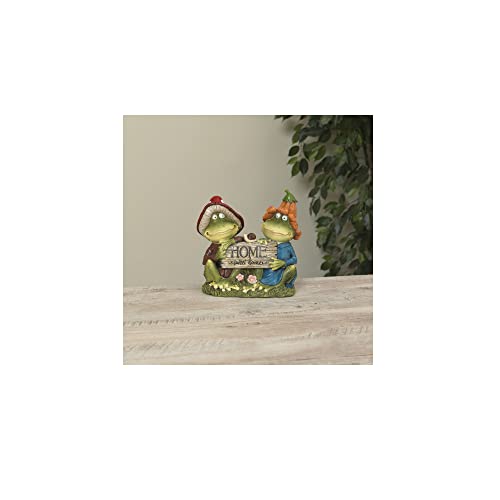 Gerson International Frog Couple Holding Home Sign, 7.2-inch Length, Resin