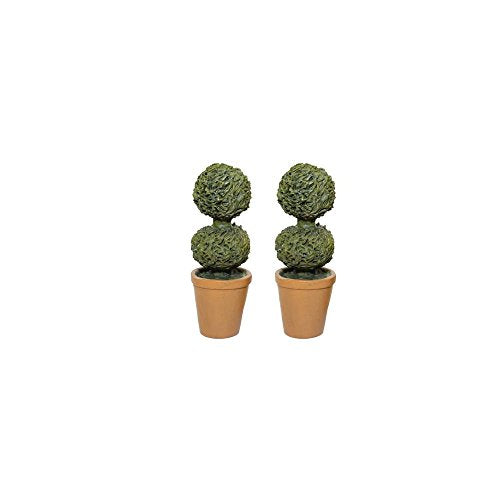 Hi Line Gift 72043-14 Fairy Garden Outdoor Decor - Topiary Tree 2 Piece Set