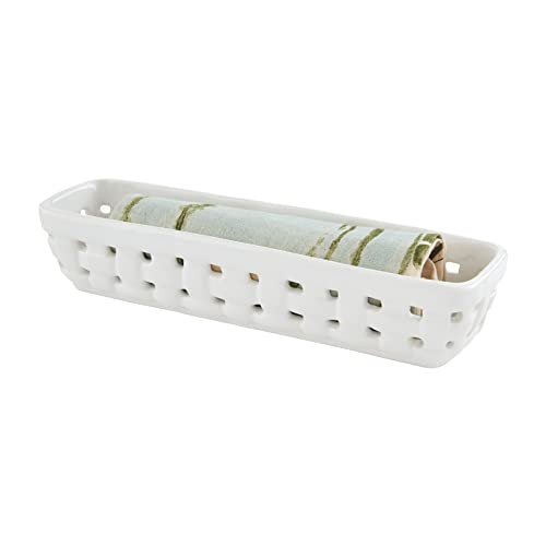 Mud Pie Gather Cracker Set, dish 3" x 12" | towel 26" x 16 1/2", Cream