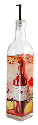 Grant Howard Wine and Poppies Theme Oil & Vinegar Glass Cruet, 16 oz, Multicolored
