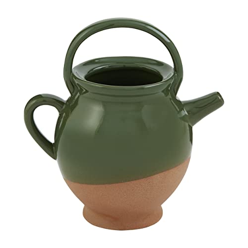 Mud Pie Color-Block Tea Pot Vase, 8.25 x 5.25, Green