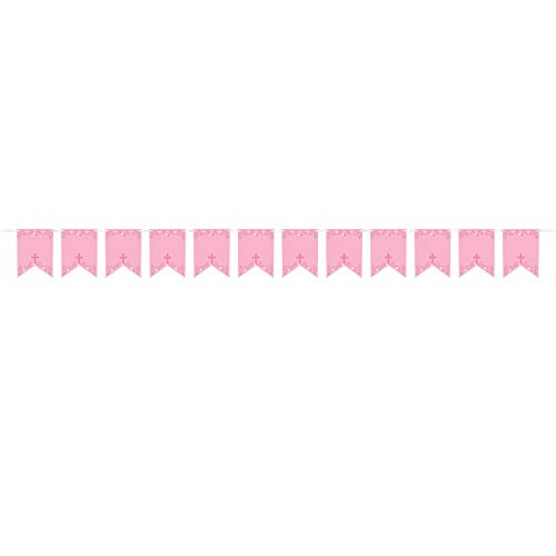 amscan First Communion Personalized Pink Pennant Banners, 24 Ct. | Party Decoration