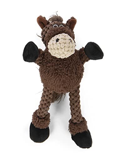 Worldwise goDog Checkers Skinny Horse Durable Plush Dog Toy, Mini, with Squeaker and Chew Guard Technology