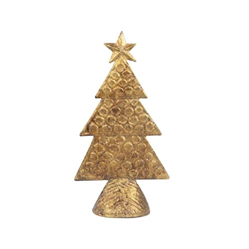 Blossom Bucket Metal Christmas Tree Small, Gold Punched, 16-inch Height