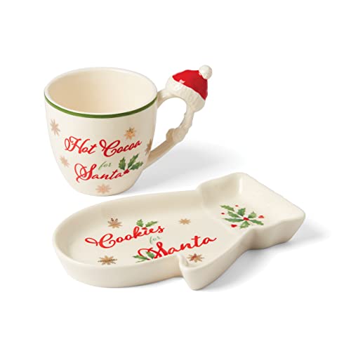 Lenox Hosting The Holidays Cookies for Santa 2-Piece Set, 2.09, Red & Green