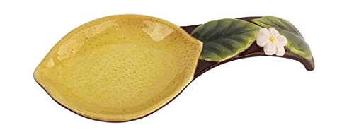 Blue Sky Clayworks Clayworks Summer Cottage Lemon Spoon Rest, 9.25-inch Length
