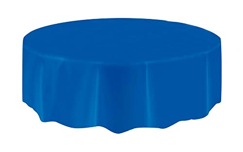 Unique Industries 50030 Royal Blue Plastic Round Tablecloth, 84"
