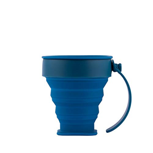WEMUG Sili Cup in Reusable Tyvek Bag. Made with Food Grade Silicone. Easy to Clean & Durable. Collapsible Design fits Well in Your Luggage. Ideal for Outdoor Activities and Travelling (Blue)