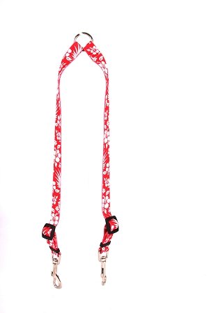 Yellow Dog Design Aloha Red Coupler Dog Leash 3/8" Wide and 9 to 12" Long, Small