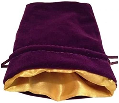Metallic Dice Games Store Luxury Velvet Dice Bags with Satin Lining: 4x6 Purple Velvet Dice Bag with Gold Satin Lining