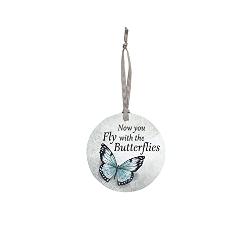 Carson Home 14462 Butterfly Memorial Ornament, 3.25-inch Diameter, Wood