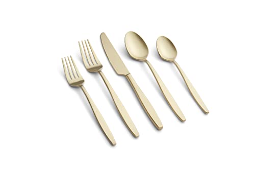 CAMBRIDGE Champagne Satin Nylah 20-Piece Flatware Set, Service for 4, 0