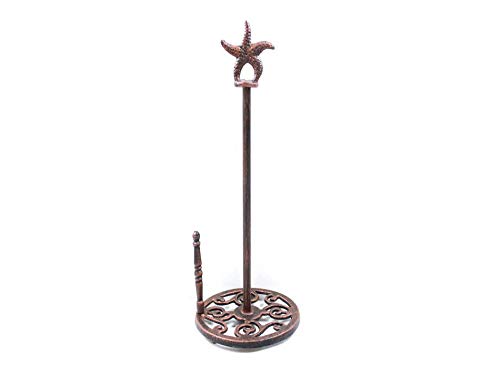 Hampton Iron Rustic Copper Cast Iron Starfish Paper Towel Holder 15" - Sea Life Decor - Beac