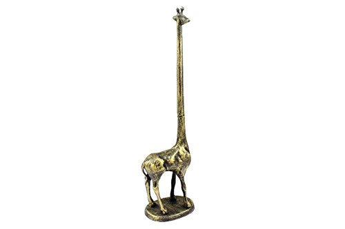 Hampton Iron Handcrafted Model Ships Rustic Gold Cast Iron Giraffe Extra Toilet Paper Stand 19" - Cast Iron Bathroom