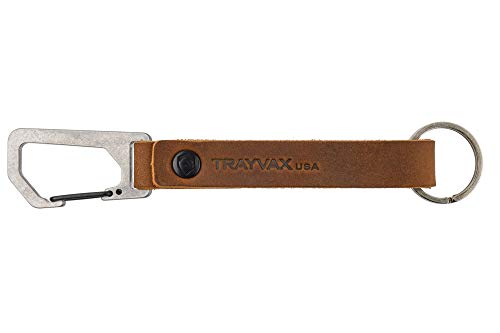 Trayvax Keyton Clip Carabiner Keychain Stainless-Steel, Light Brown