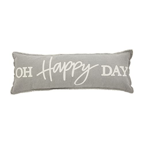 Mud Pie Happy Day Long Pillow, 12" x 35 1/2", Gray