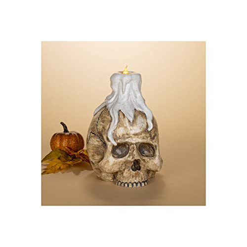 Gerson 2619870 Skull Candle Flameless Candle, 8.07-inch Height