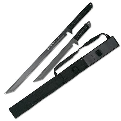 Master Cutlery BladesUSA HK-1067 Twin Ninja Swords, Black, 18-Inch and 26-Inch Lengths