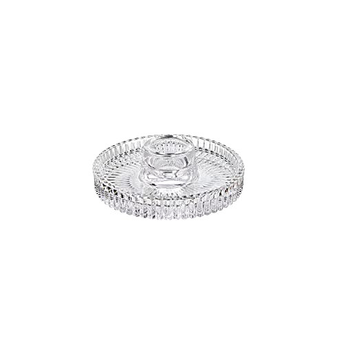 Ganz Glass Taper Holder Plate, Glass, 3.65-inch Diameter, 1-inch Height, Clear