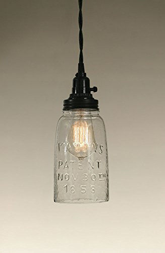 CTW Colonial Tin Works Half Gallon Open Bottom Mason Jar Pendant Lamp - Clear Glass