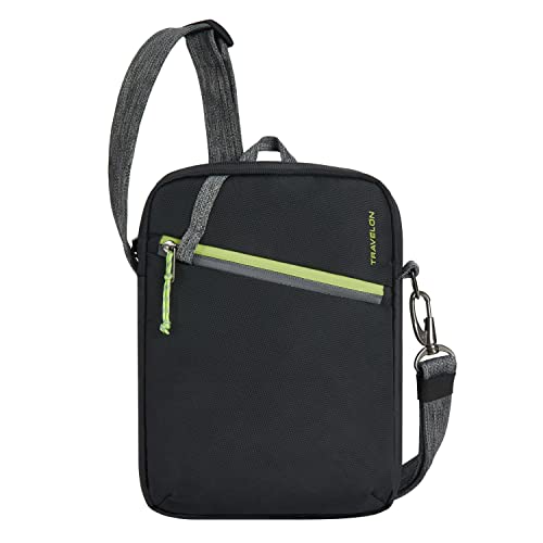 Travelon Greenlander Anti-Theft Small Crossbody, Jet Black, 7.5" W x 10.5" H x 2.75" D