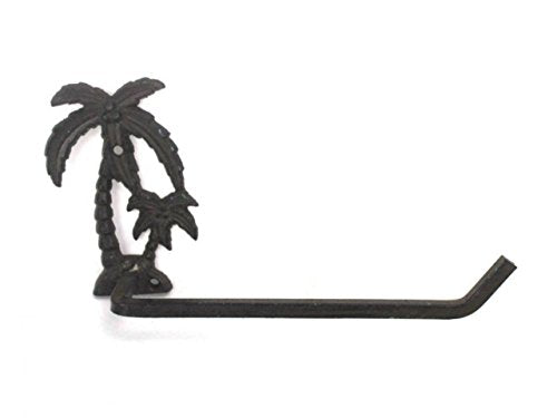 Hampton Iron Cast Iron Palm Tree Toilet Paper Holder 10" Bathroom Beach Home Decorating