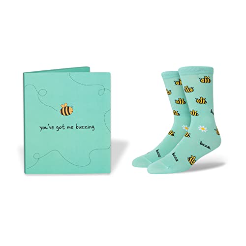 InStitches Funny Birthday Gift Card & Novelty Socks Combo, Hilarious Greeting Card Gift for Men and Women, Adult Humor Notecard, Fun Crew Sock and Envelope Included (You‚Äö√Ñ√¥ve Got Me Buzzing)