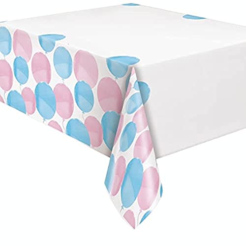 Unique Industries Gender Reveal Balloons Plastic Table Cover I Rectangular I Pink & Blue I 1 Pc.