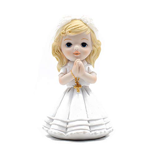 Comfy Hour Praying Girl Communion Collection Resin Praying Girl with Rosary Figurine Keepsake My First Communion