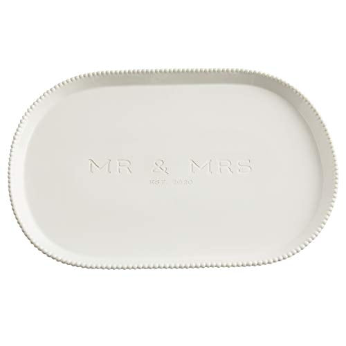 Mud Pie Mr Mrs beaded Platter, 18-inch