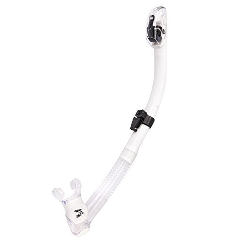 IST SN-204 Dry Top Snorkel with Hypoallergenic Silicone, Splash Guard & Flex Tube for Diving & Snorkeling (White)
