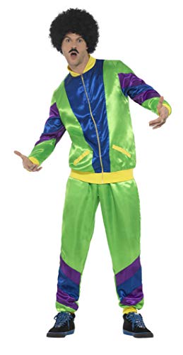 Smiffys mens 80s Height of Fashion Shell Suit Costume, Male Adult Sized Costume, Green, L - US Size 42 -44