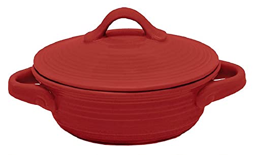 Great Finds BW866 Mini Casserole with Lid, 7-inch Length, Red