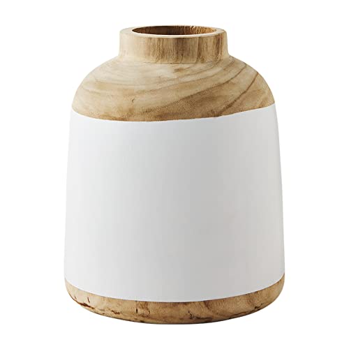 Mud Pie Paulownia Vase, 12" x 10", Natural/White